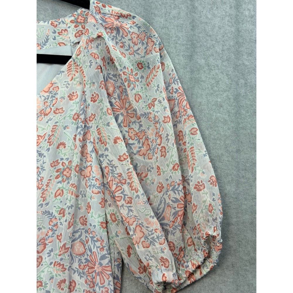 LC Lauren Conrad Playful Paisley Midi Dress Blue Pink Floral Cottagecore Medium - Picture 11 of 16